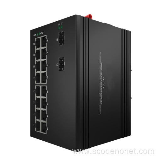 Industrial Switch Unmanaged 16 port Gigabit Ethernet PoE and 2 Gigabit SFP